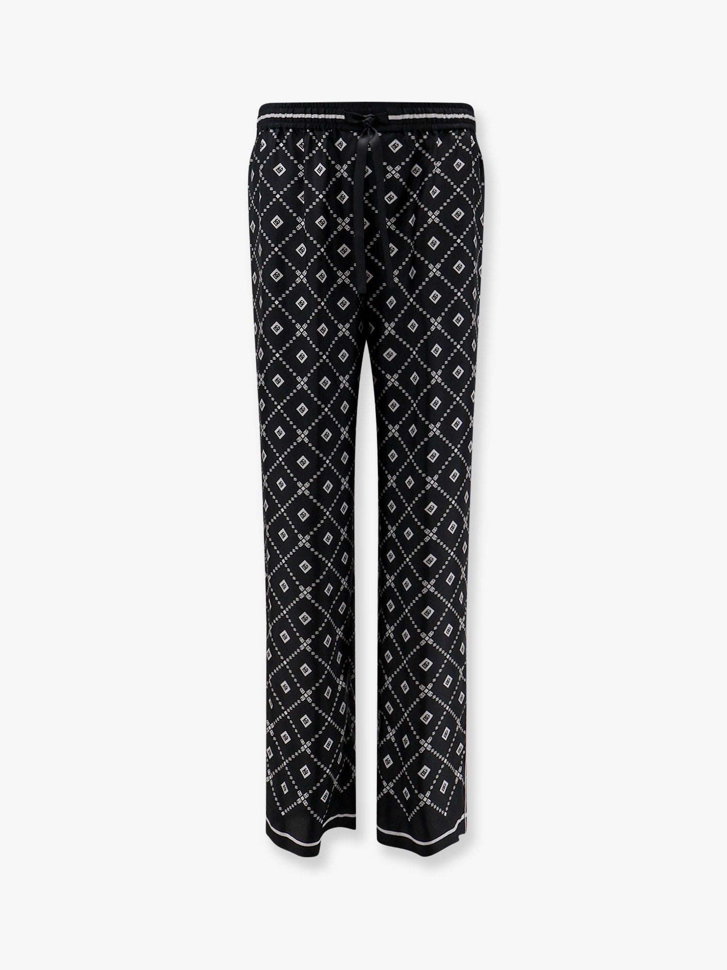 Dolce & Gabbana Silk trousers with all-over logo print