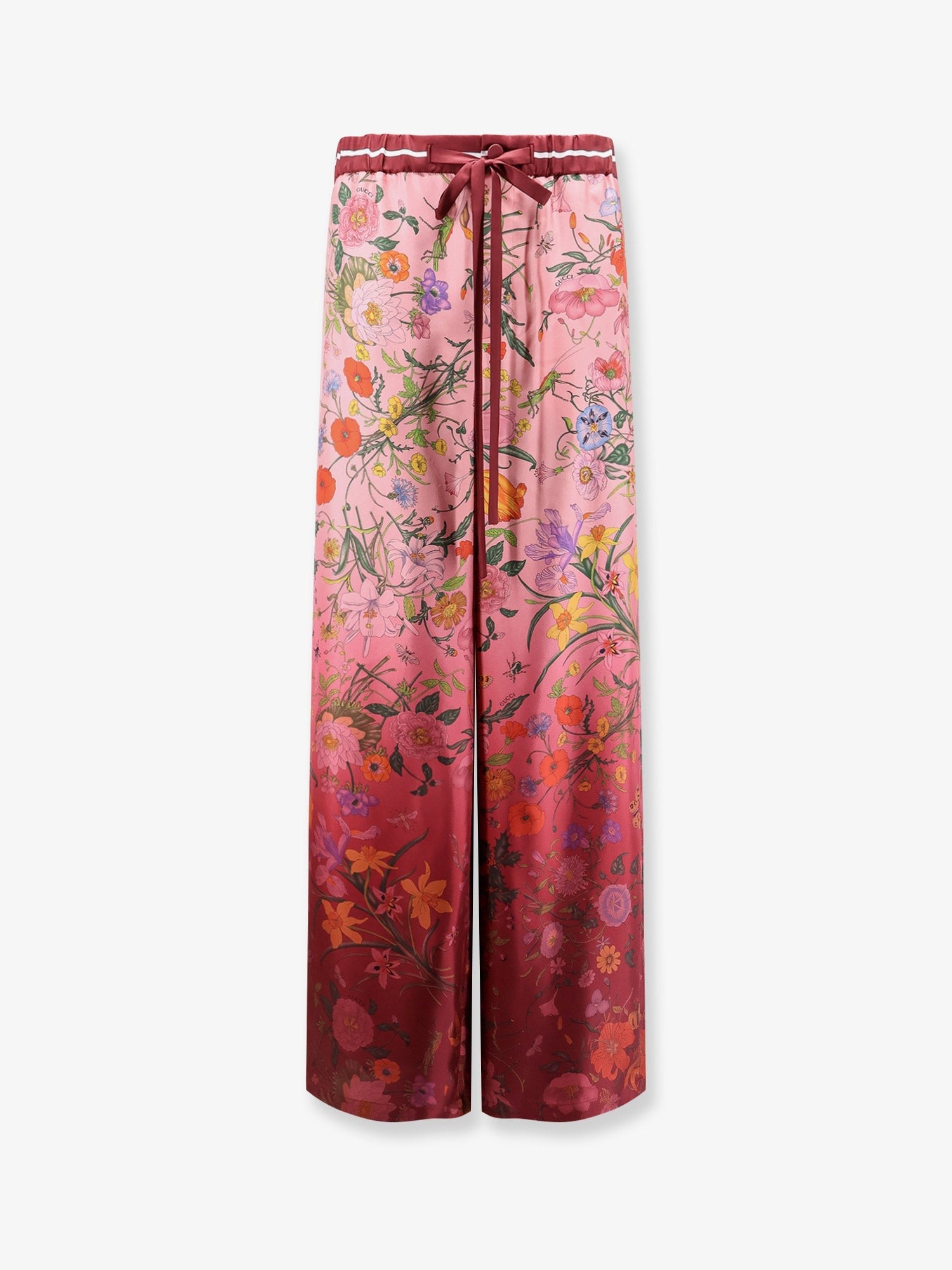 Silk trousers with Gucci Flora print