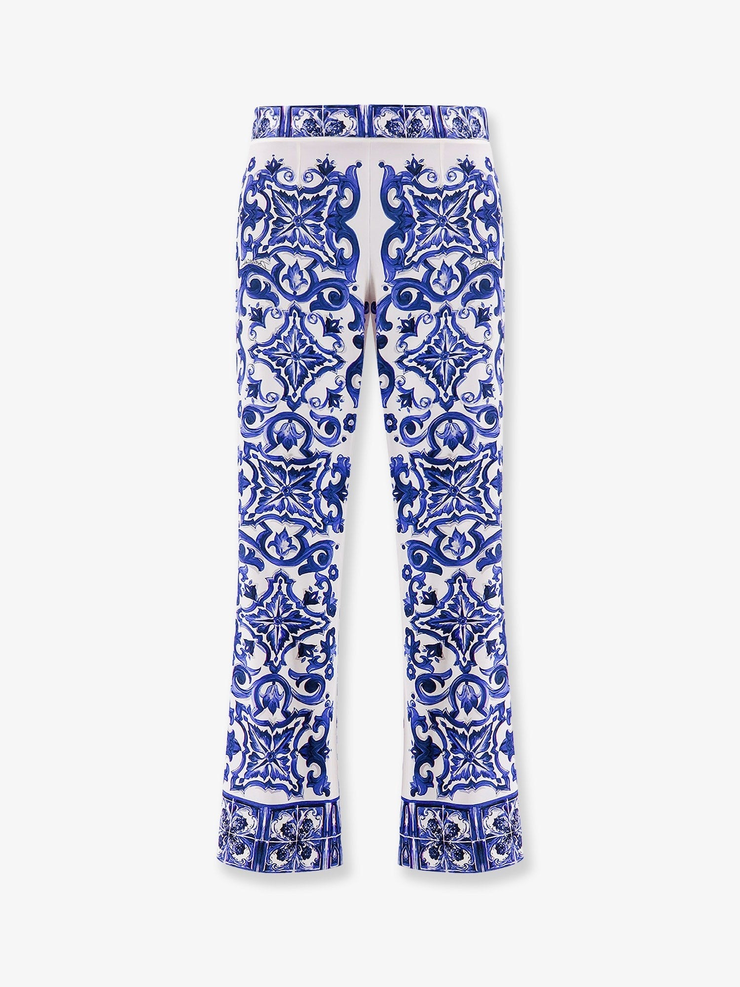 Dolce & Gabbana Silk trousers with majolica print