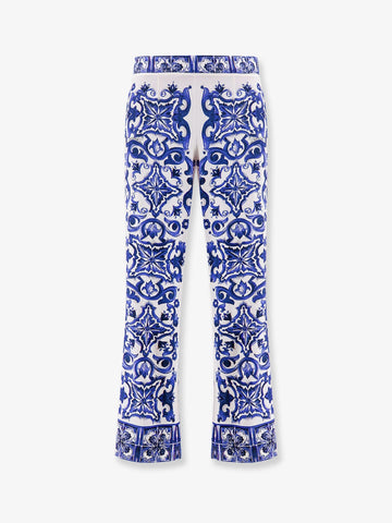 Dolce & Gabbana Silk trousers with majolica print