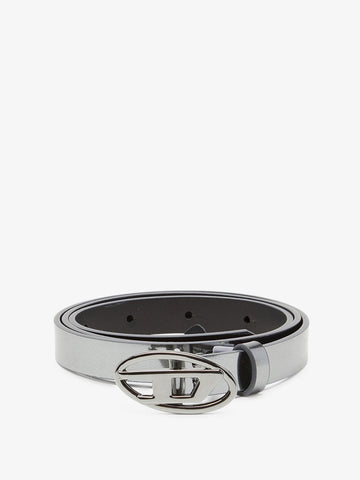 Silver leather belt