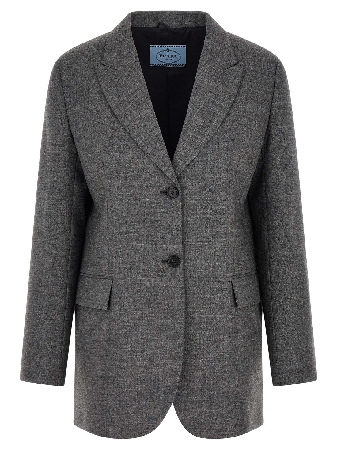 PRADA - Single-breasted blazer gray
