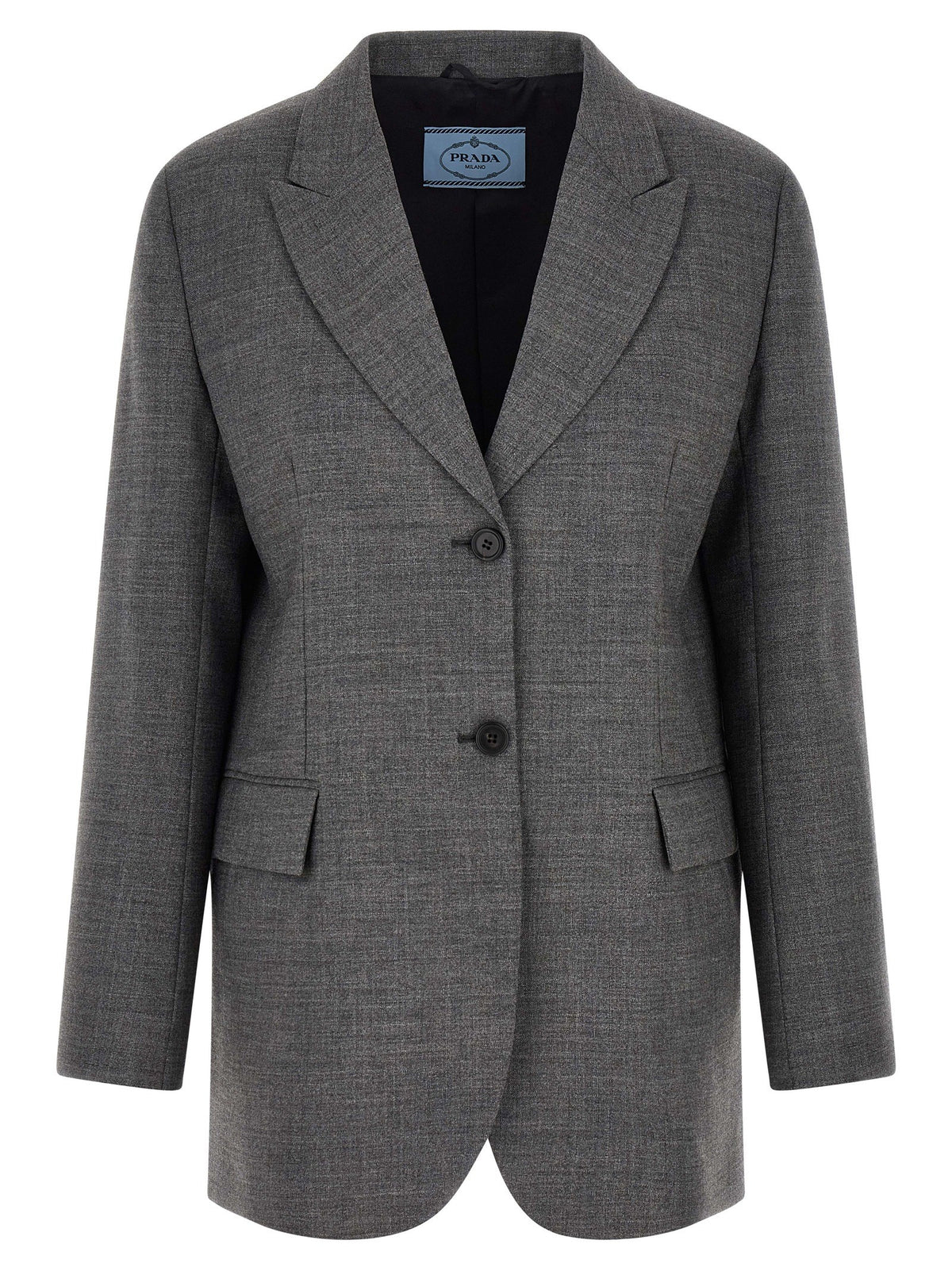 PRADA - Single-breasted blazer gray