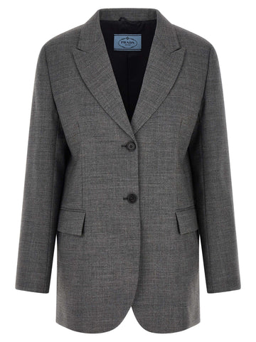 PRADA - Single-breasted blazer gray