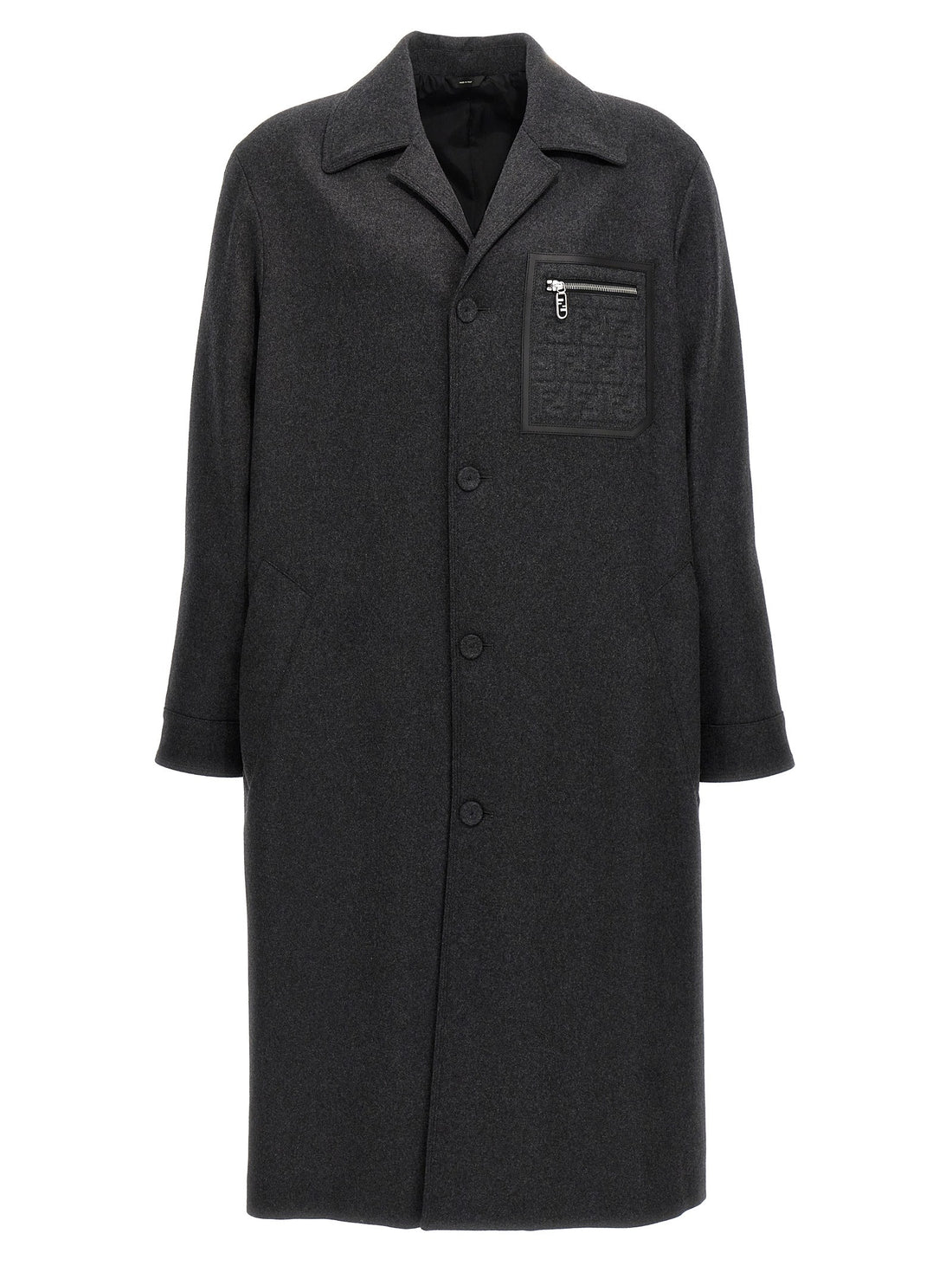 Fendi - Single-breasted cashmere coat gray