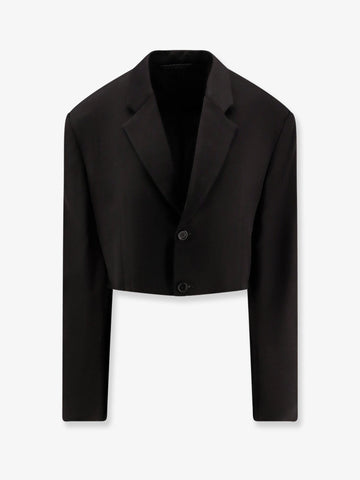 Single breasted cut off viscose and wool blazer