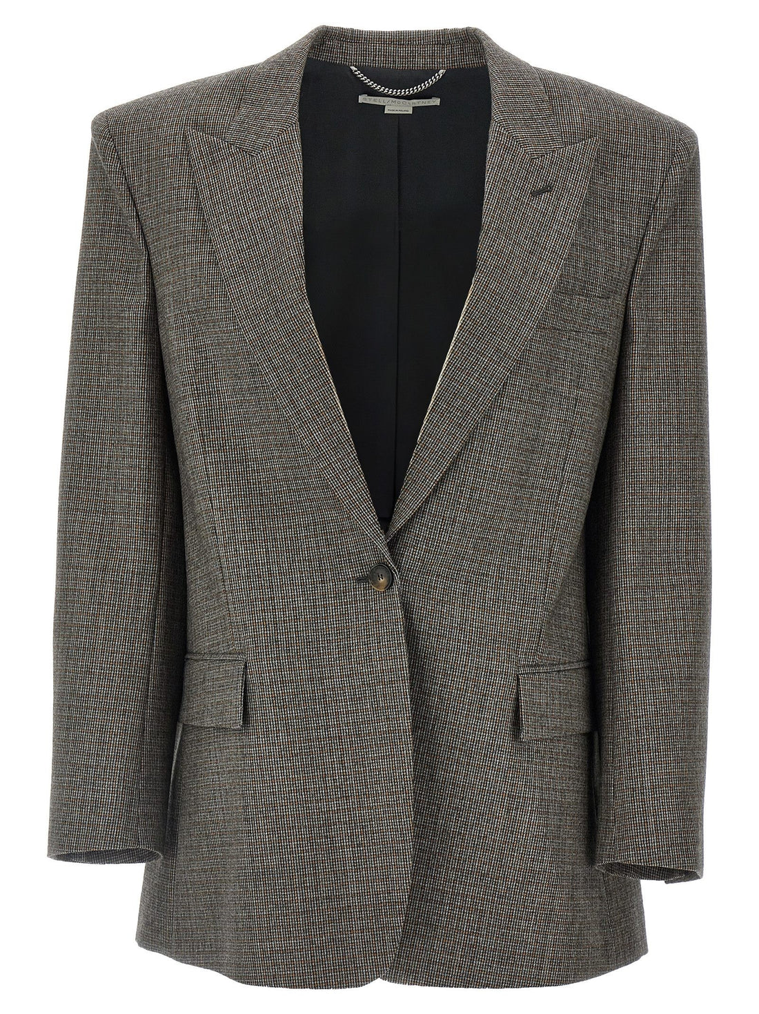 stella mccartney - Single-breasted micro houndstooth wool blazer single-breasted-micro-houndstooth-blazer