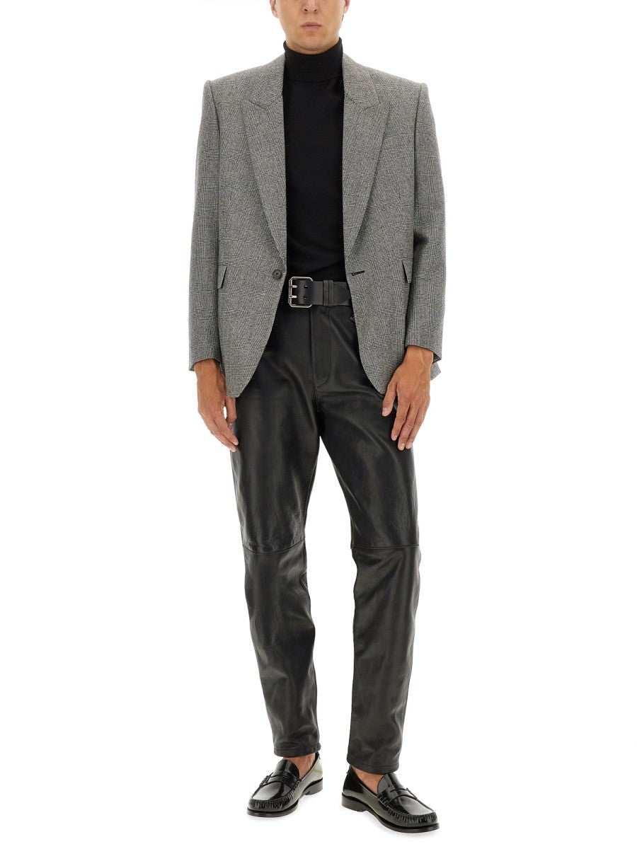 SINGLE-BREASTED WOOL FLANNEL JACKET