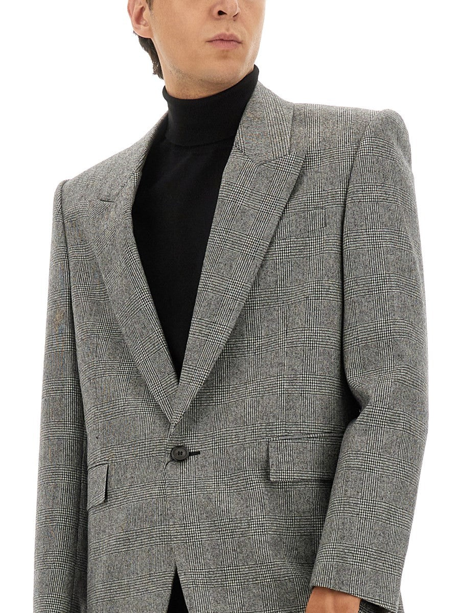 SINGLE-BREASTED WOOL FLANNEL JACKET