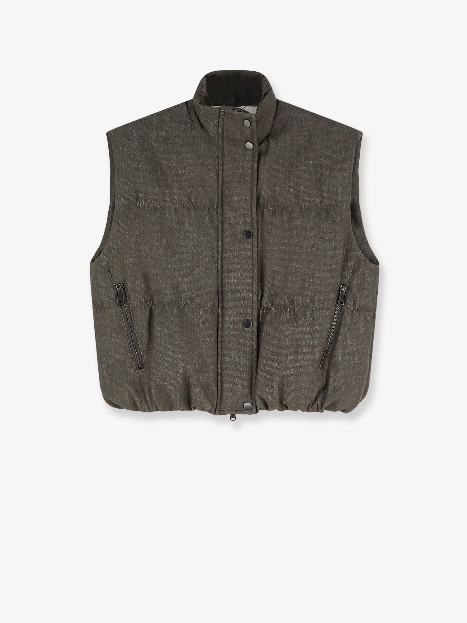 Brunello Cucinelli Brunello Cucinelli - Sleeveless effect twill-denim down jacket