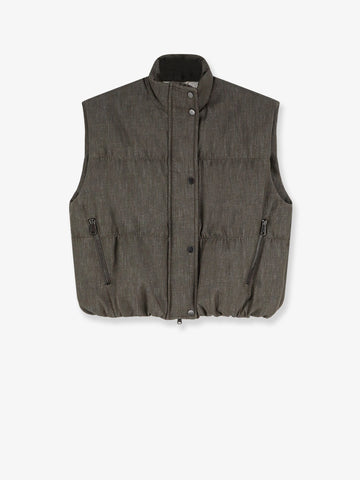 Brunello Cucinelli Brunello Cucinelli - Sleeveless effect twill-denim down jacket