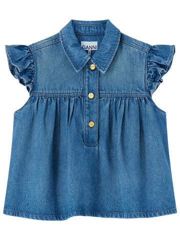 GANNI - SLEEVELESS TOP WITH COLLAR sleeveless-top-with-collar_d1a004a1-4a0d-4f8f-88ae-197d311e276d