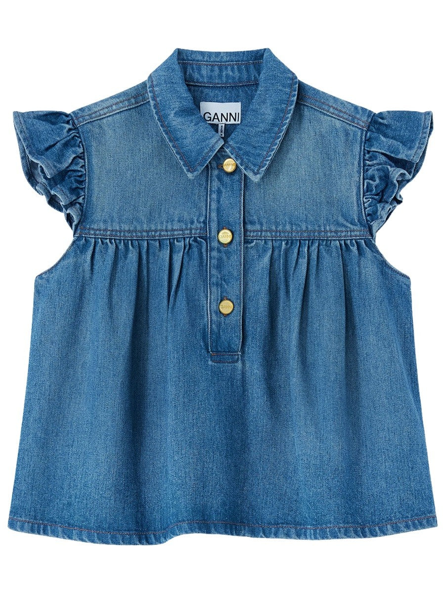 GANNI - SLEEVELESS TOP WITH COLLAR sleeveless-top-with-collar_d1a004a1-4a0d-4f8f-88ae-197d311e276d