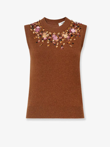 Sleeveless wool and cashmere sweater