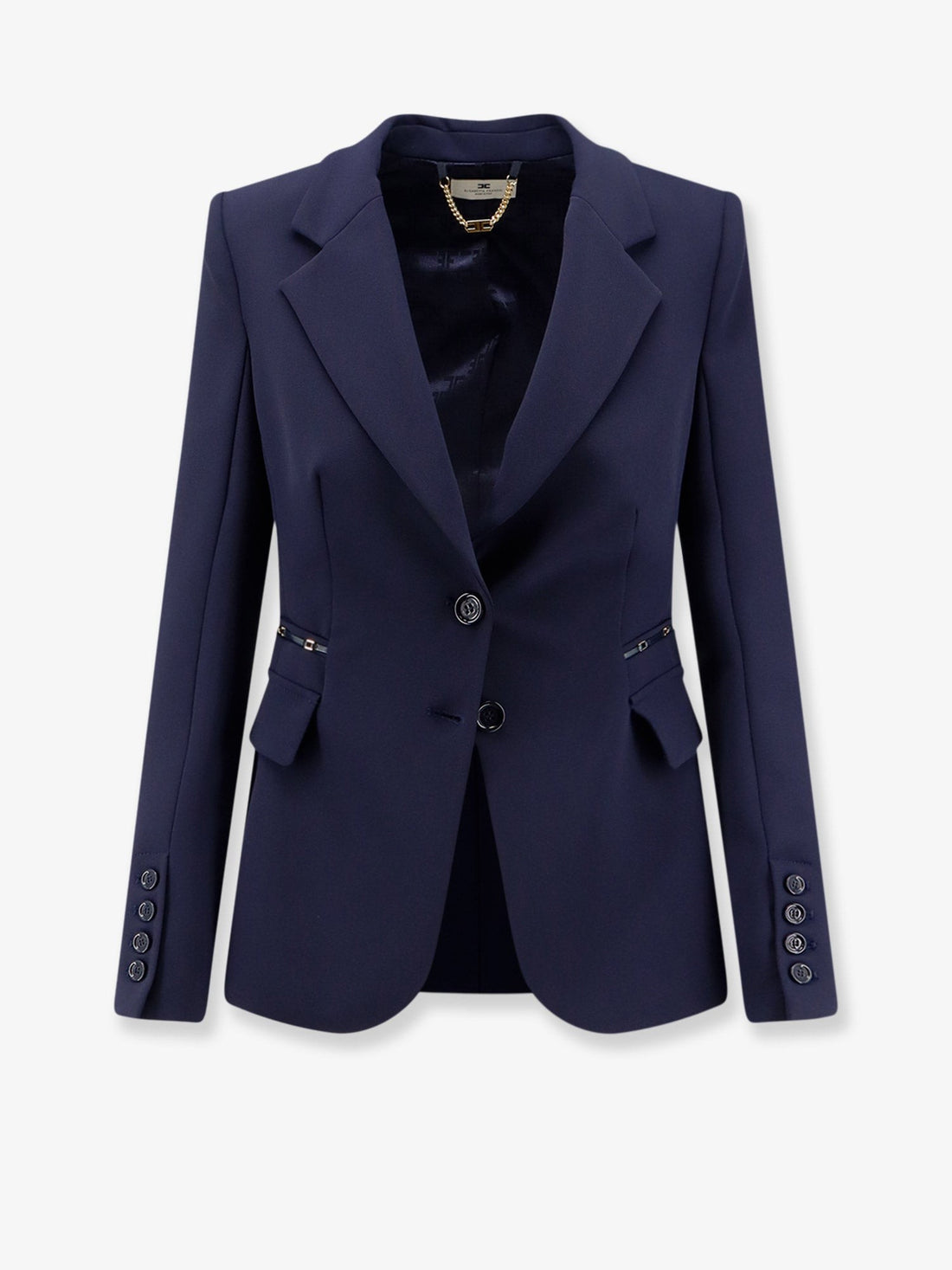 Elisabetta Franchi - Slim fit blazer with gold logo clamps slim-fit-blazer-with-gold-logo-clamps