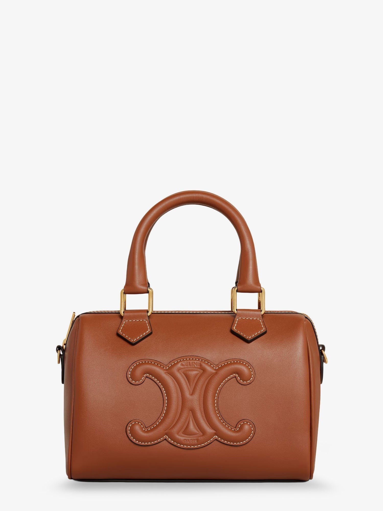 Small Boston leather handbag with logo on the front