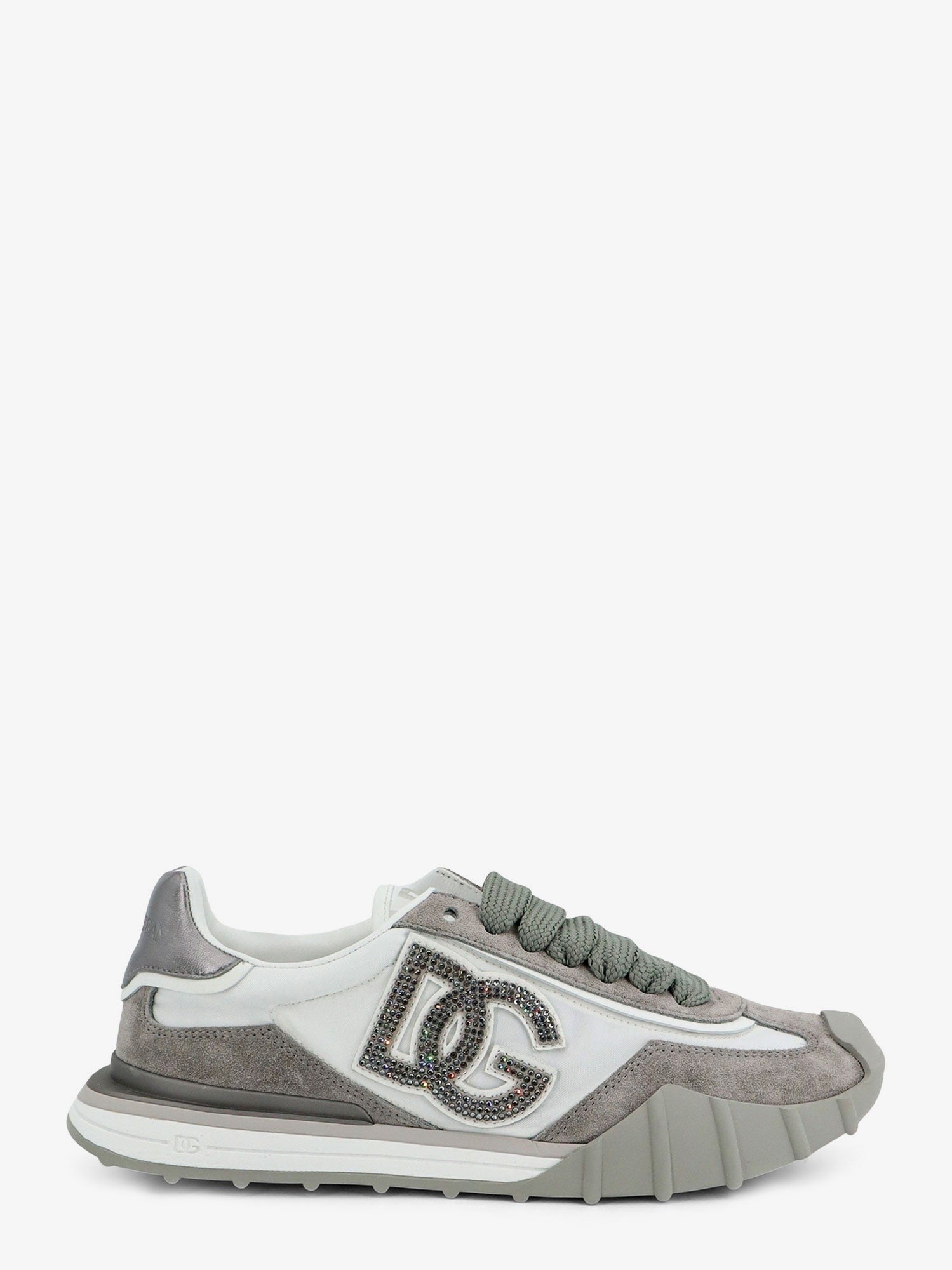 Dolce & Gabbana Nylon and suede sneakers with DG logo with rhinestones