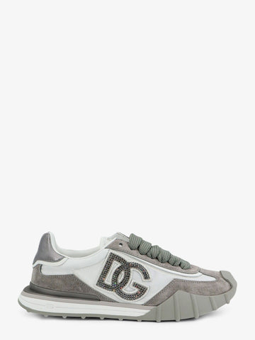 Dolce & Gabbana Nylon and suede sneakers with DG logo with rhinestones
