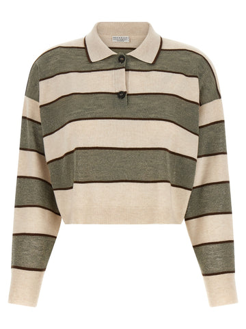 Brunello Cucinelli - 'Sparkling Stripes' polo shirt MULTICOLOR
