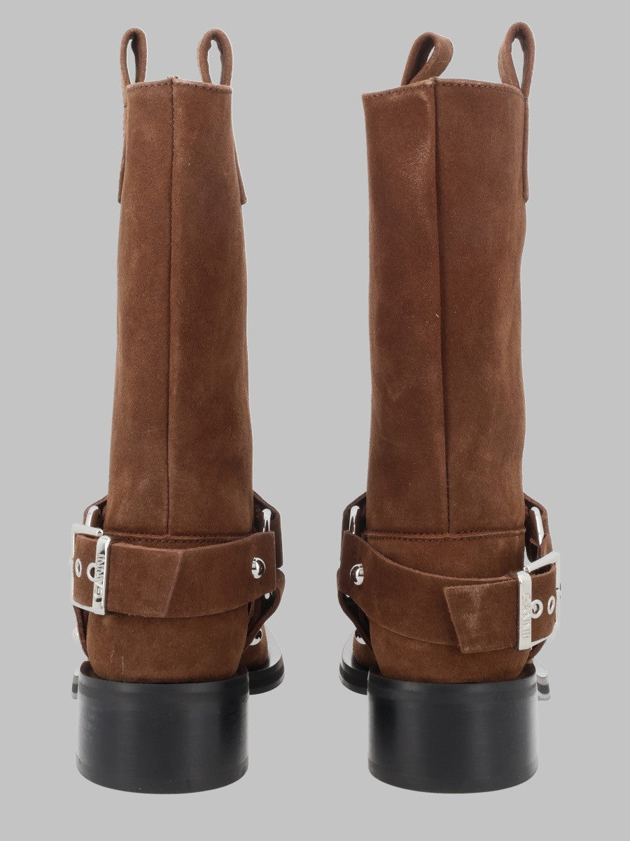 GANNI GANNI - STIVALETTO BIKER IN SUEDE