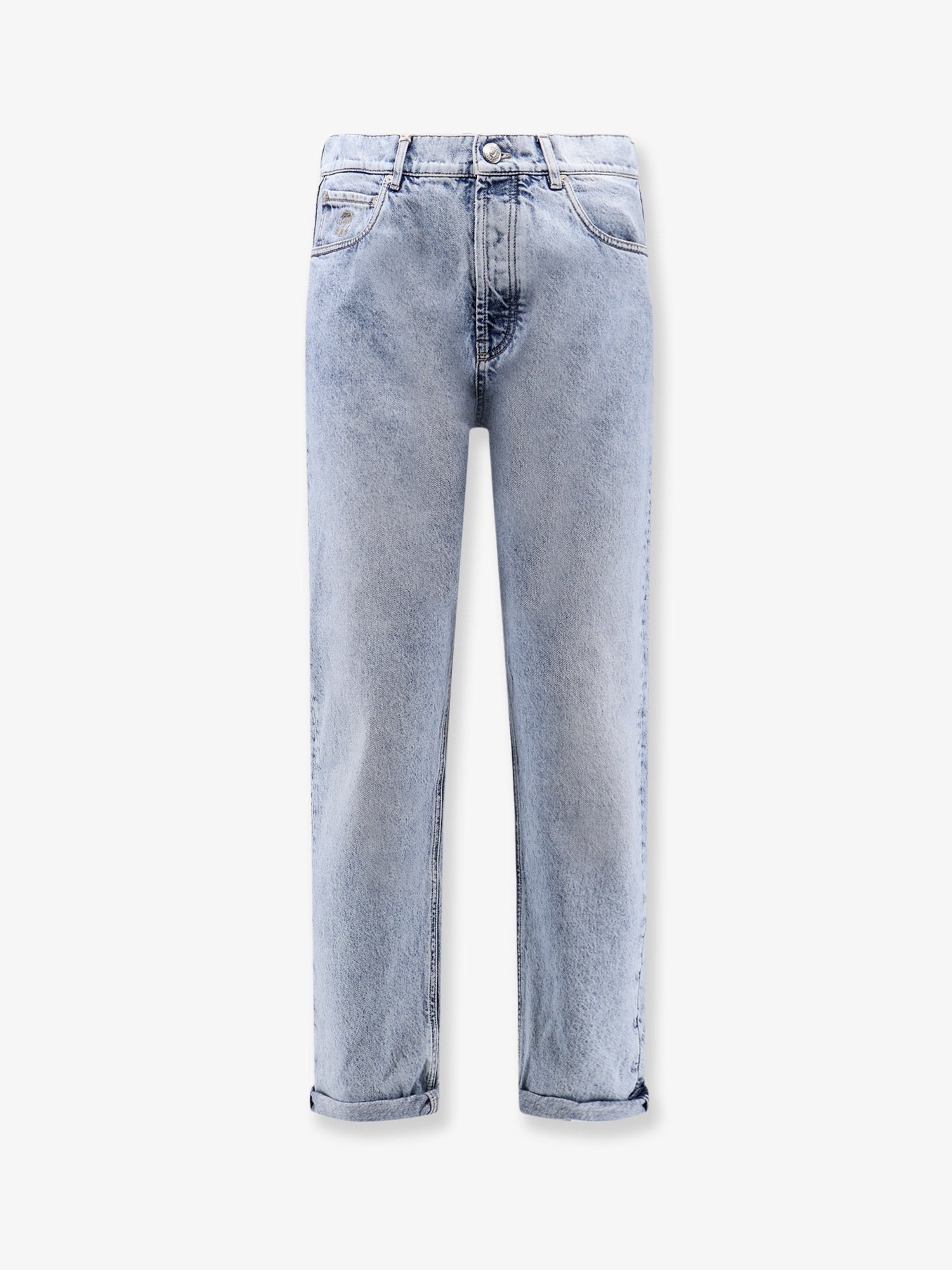 Stone-washed denim jeans