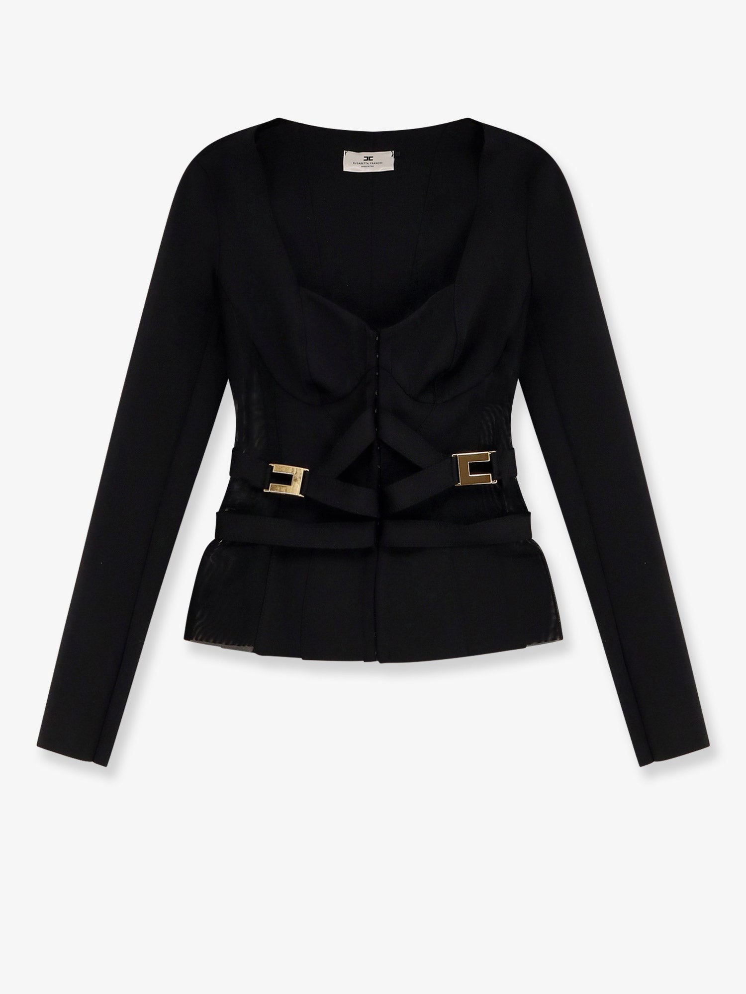 Stretch fabric blazer with metal details