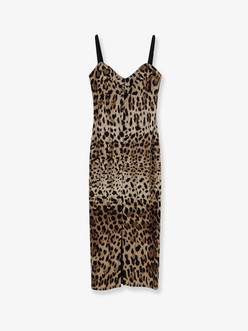 Dolce & Gabbana Stretch fabric long dress with animal print