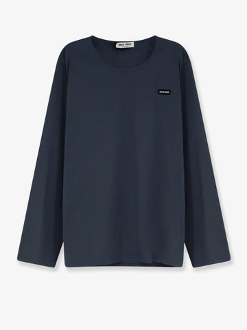 Miu Miu - Stretch poplin top Ematite 42