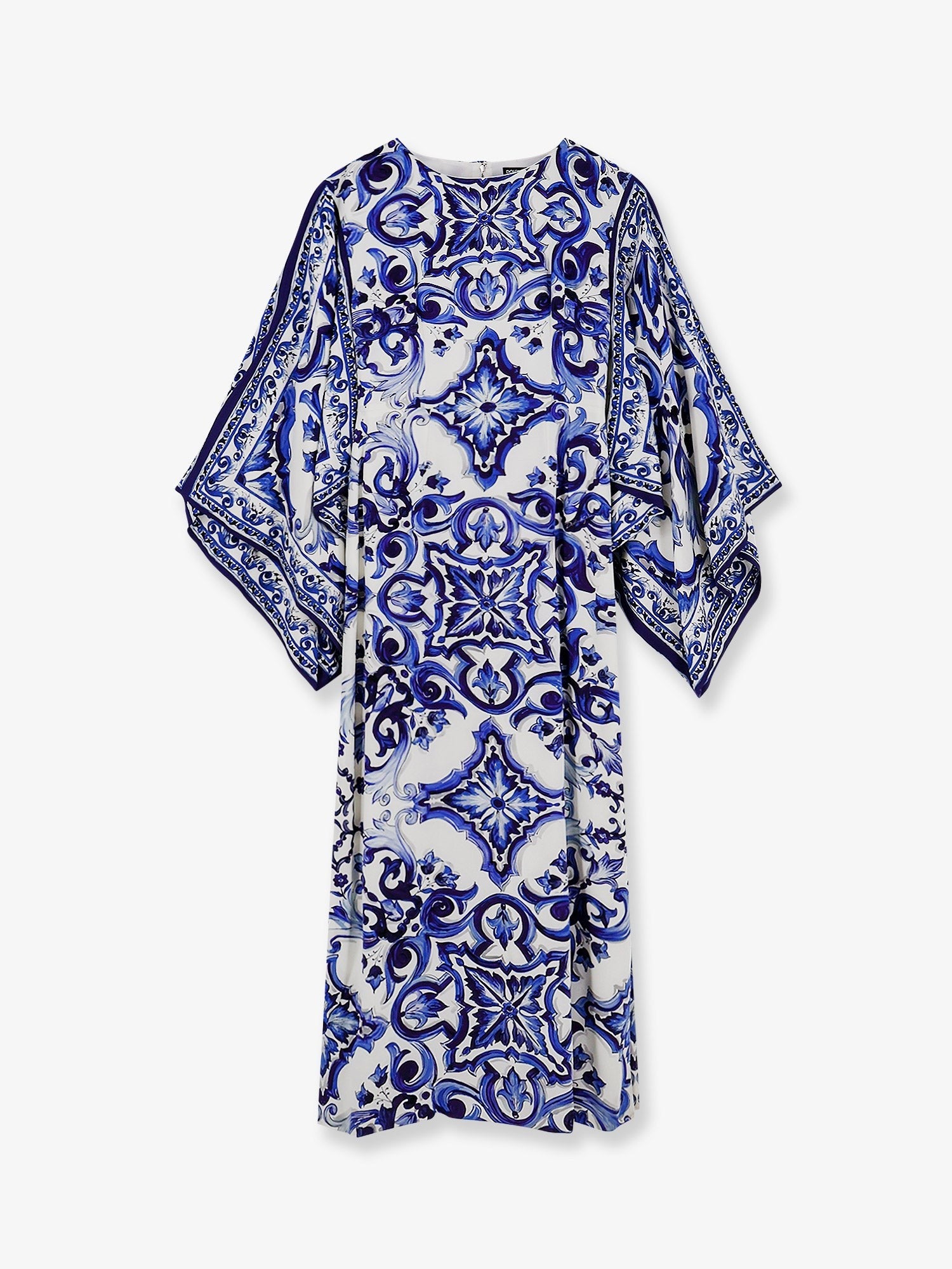 Dolce & Gabbana Stretch silk long dress with Maiolica print