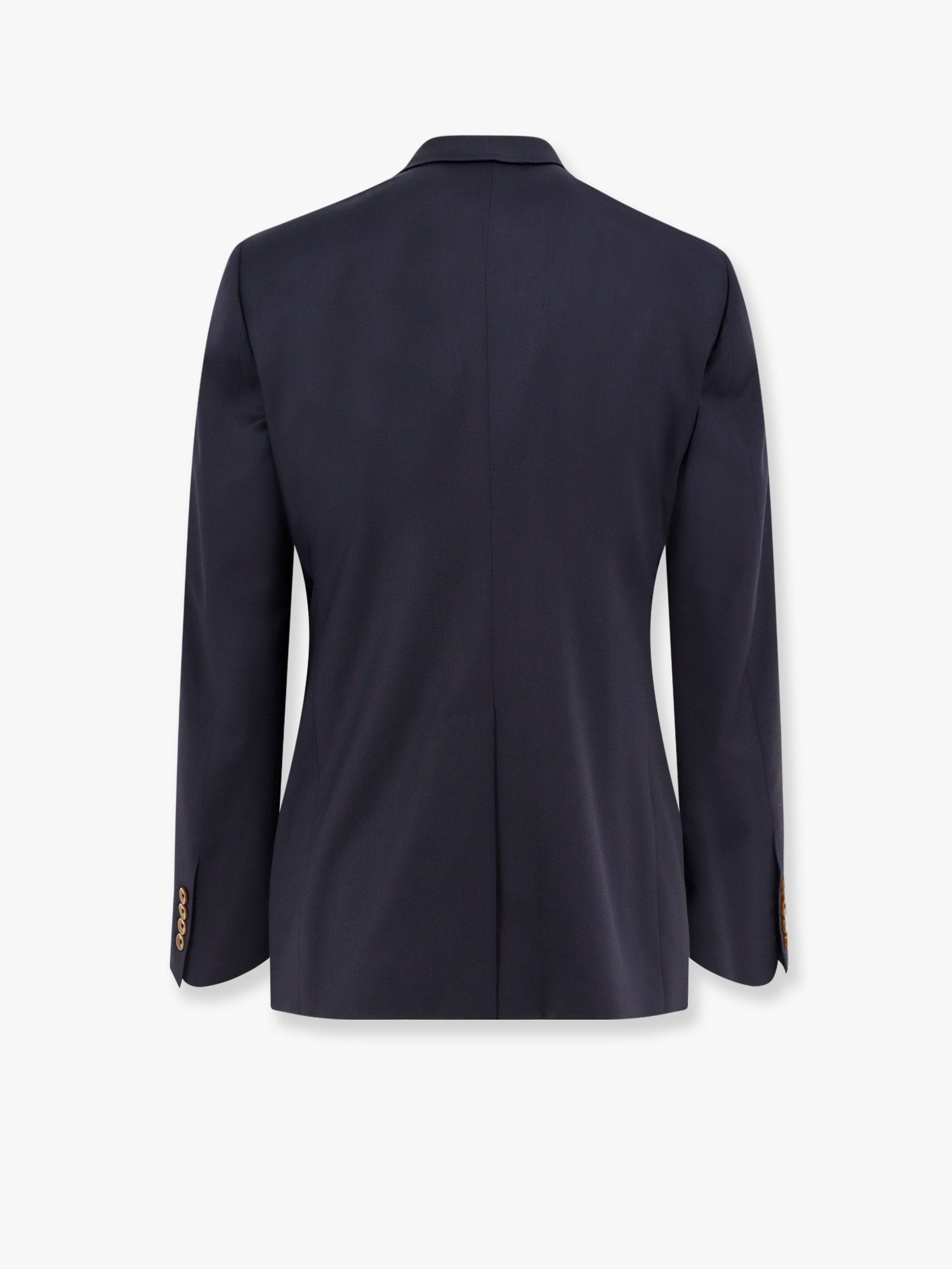 Stretch virgin wool blazer with frontal logo patch
