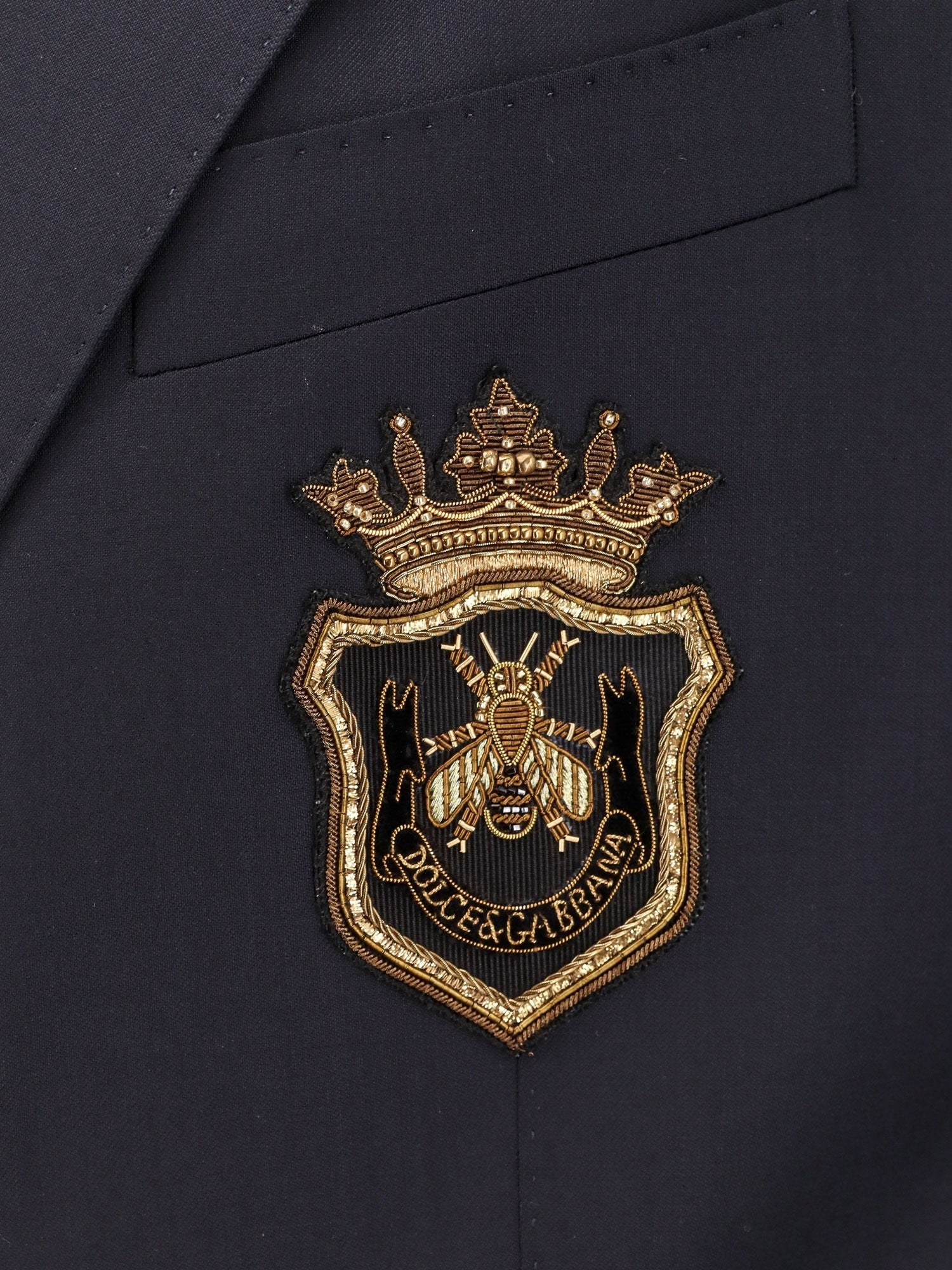 Stretch virgin wool blazer with frontal logo patch