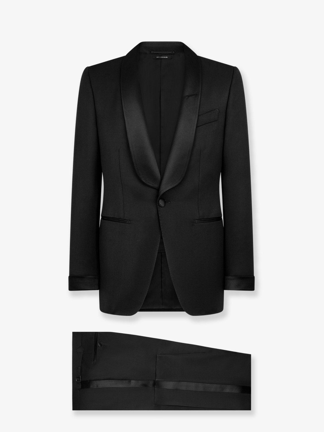 TOM FORD - Stretch virgin wool tuxedo with satin profiles Black