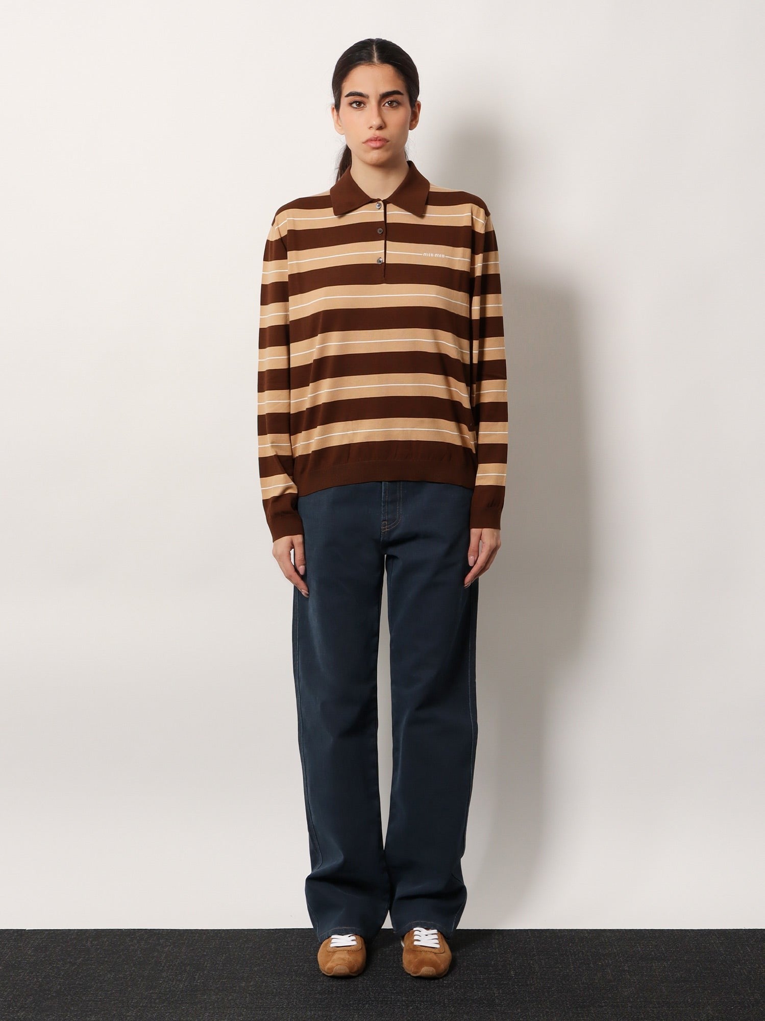 Striped cotton polo shirt