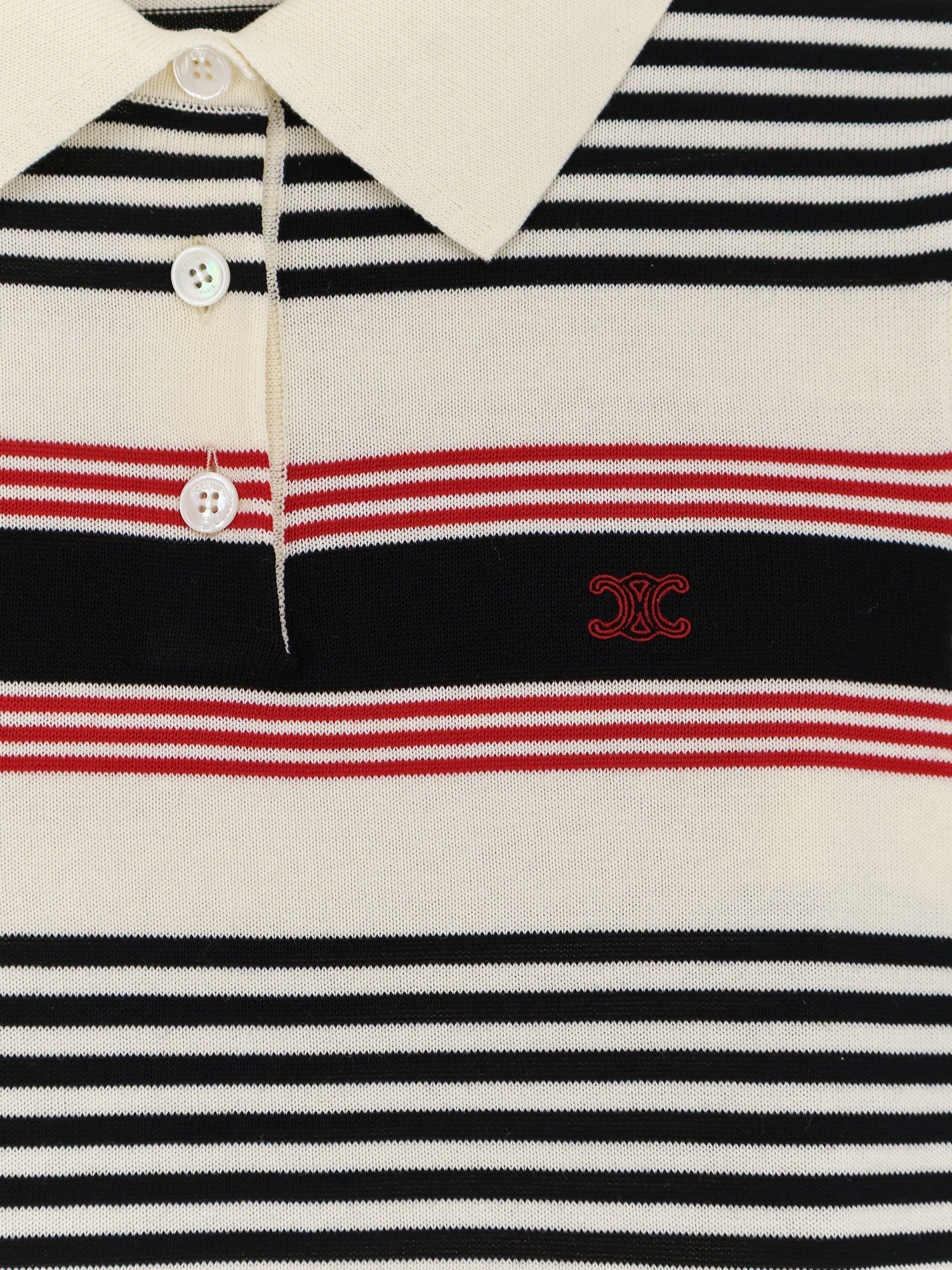 Celine - Striped cotton polo sweater
