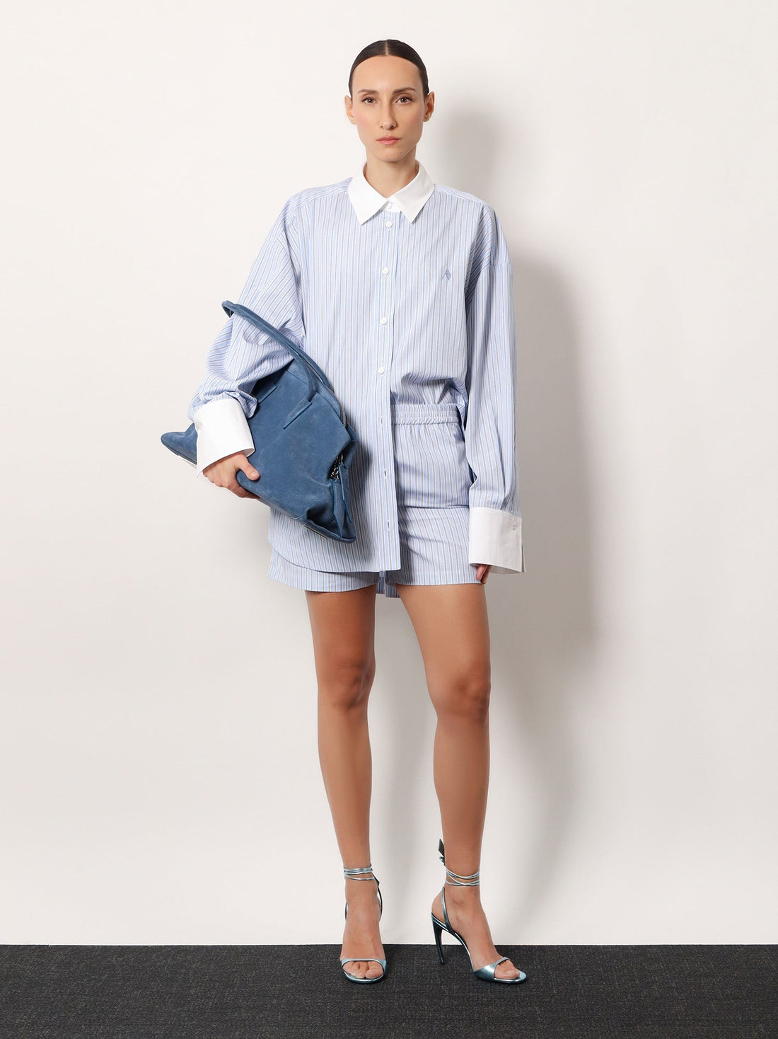 Striped cotton shorts