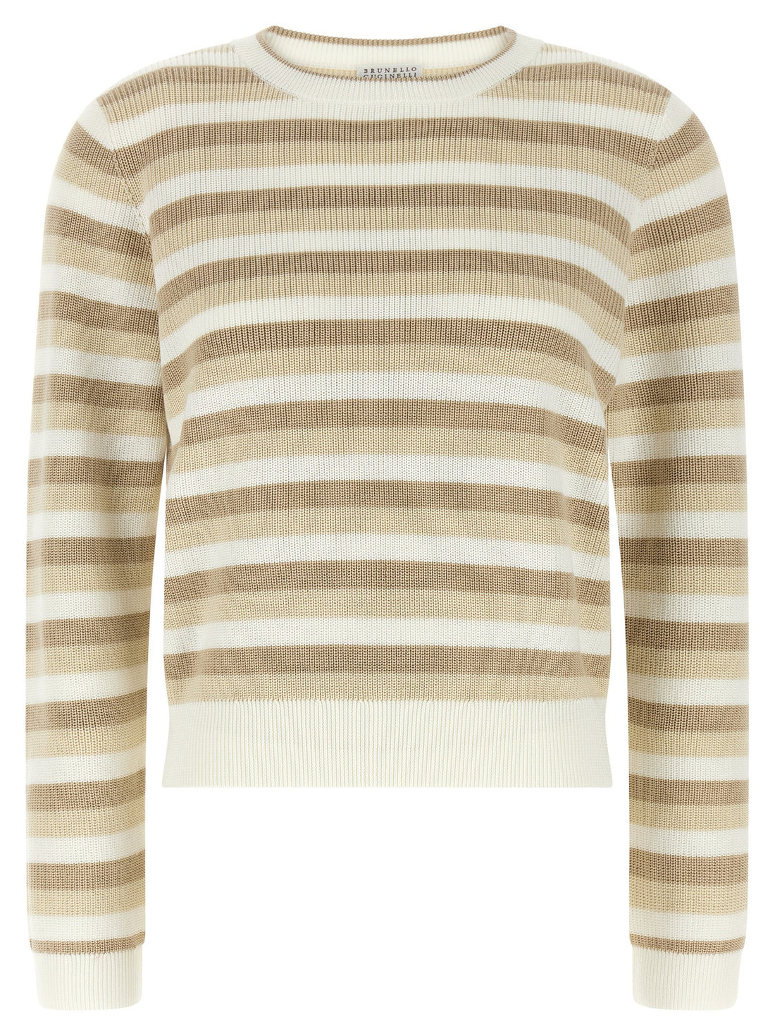 Brunello Cucinelli - Striped cotton sweater beige