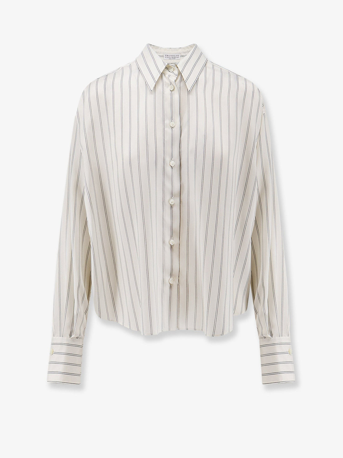 Brunello Cucinelli - Striped silk shirt WHITE BLACK M
