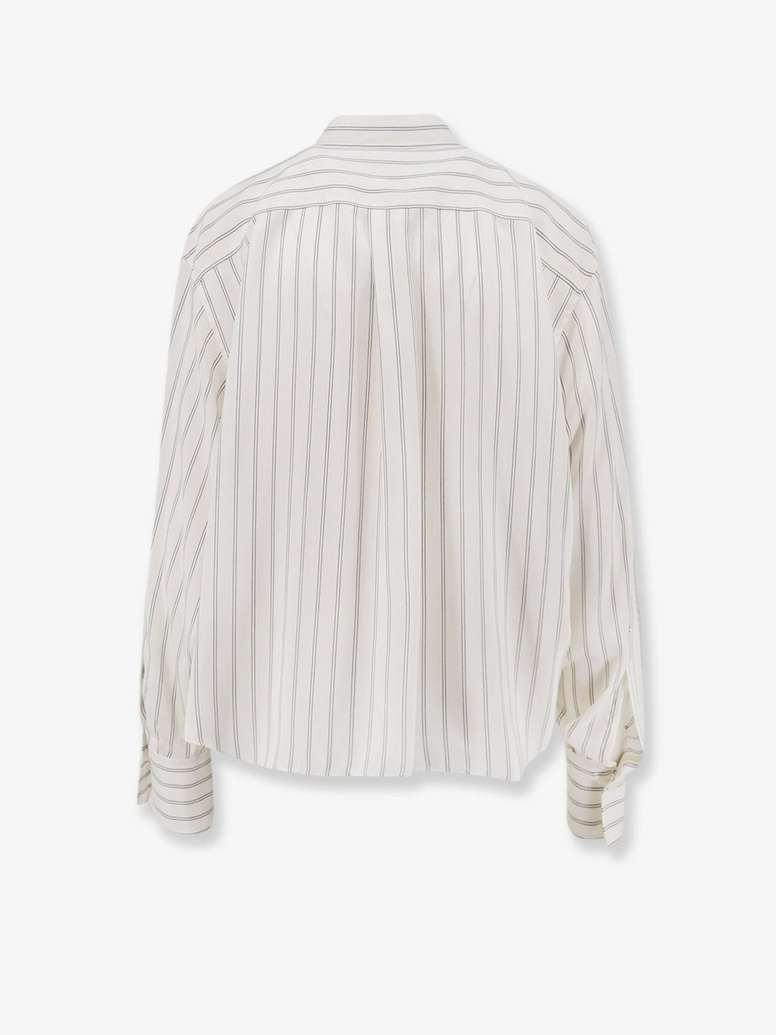 Brunello Cucinelli - Striped silk shirt WHITE BLACK M