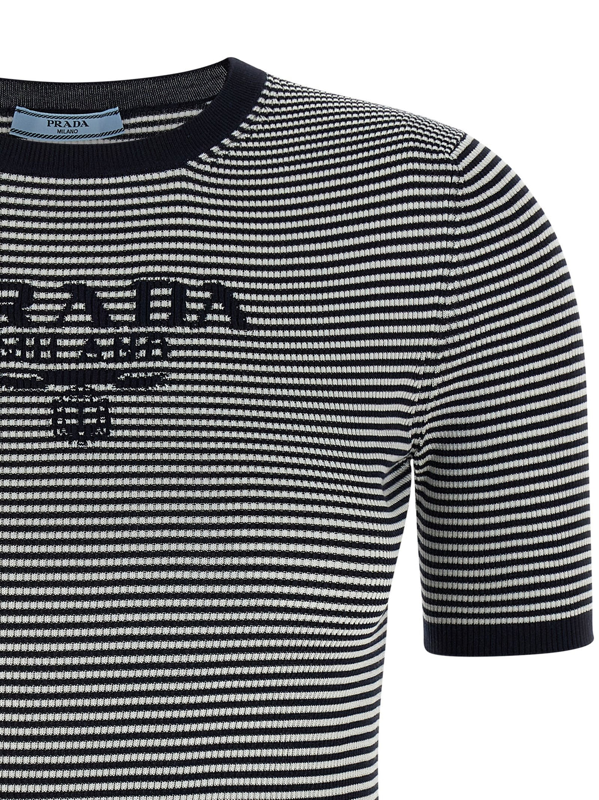 PRADA - Striped silk t-shirt