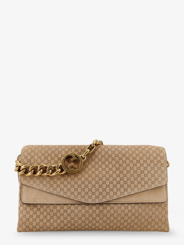 Gucci Suede and GG canvas shoulder bag