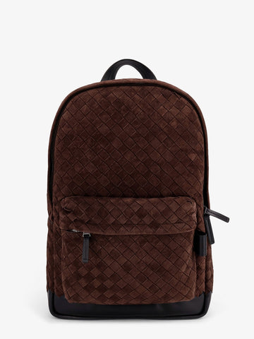 Suede backpack with Intrecciato motif