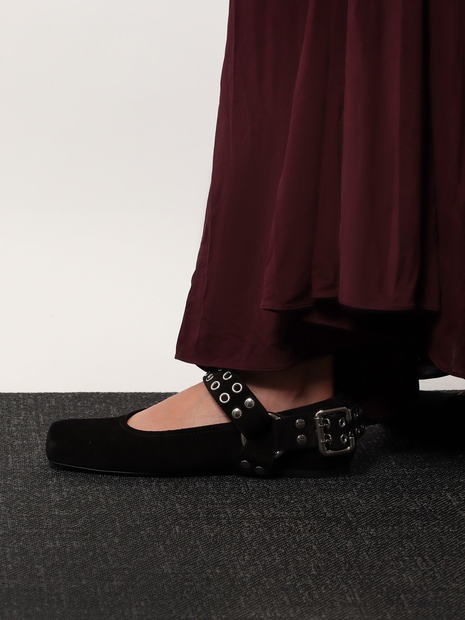 ALAIA - Suede Biker Flat Ballerinas