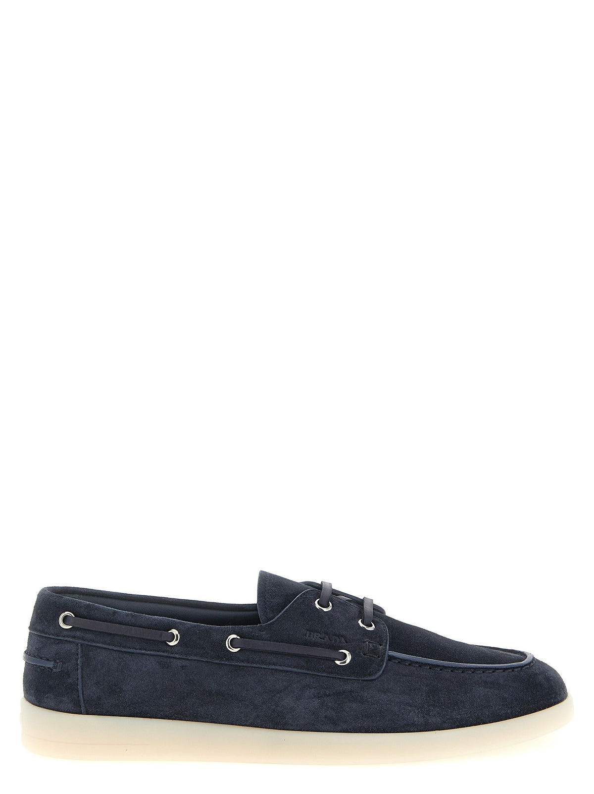 PRADA - Suede boat shoe Blue