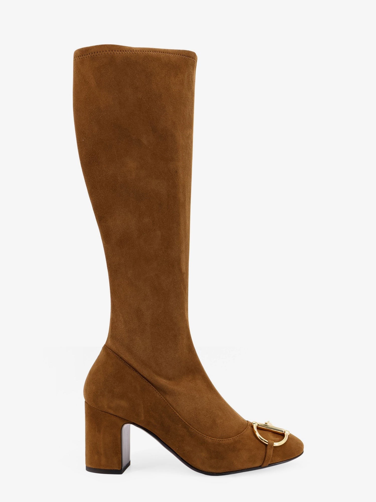 Suede boots with metal Horsebit