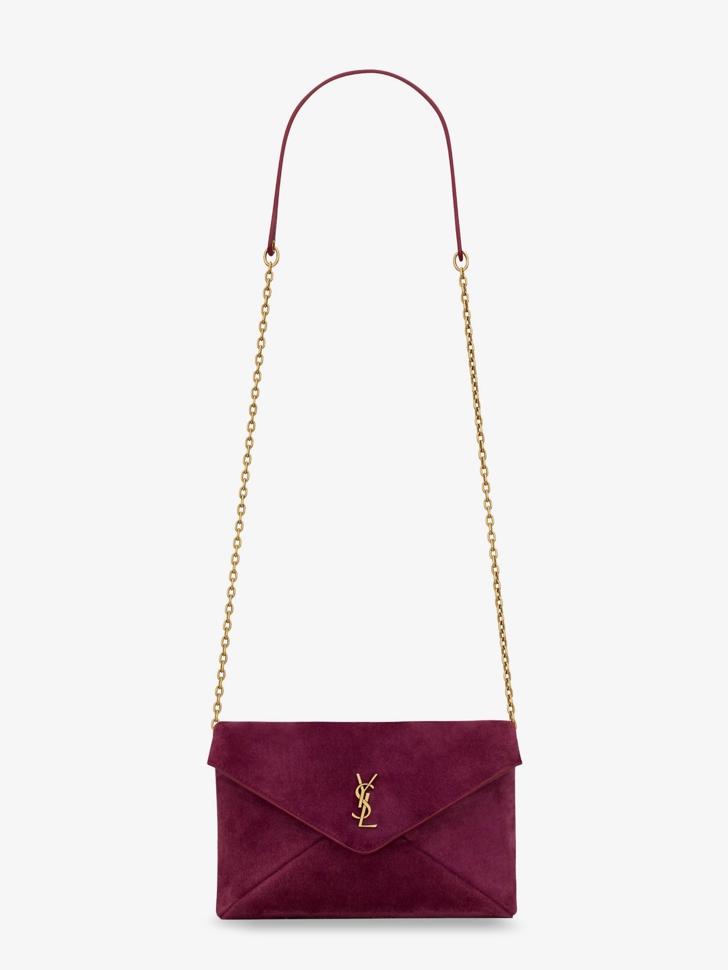 Saint Laurent - Suede crossbody with metal Cassandre logo