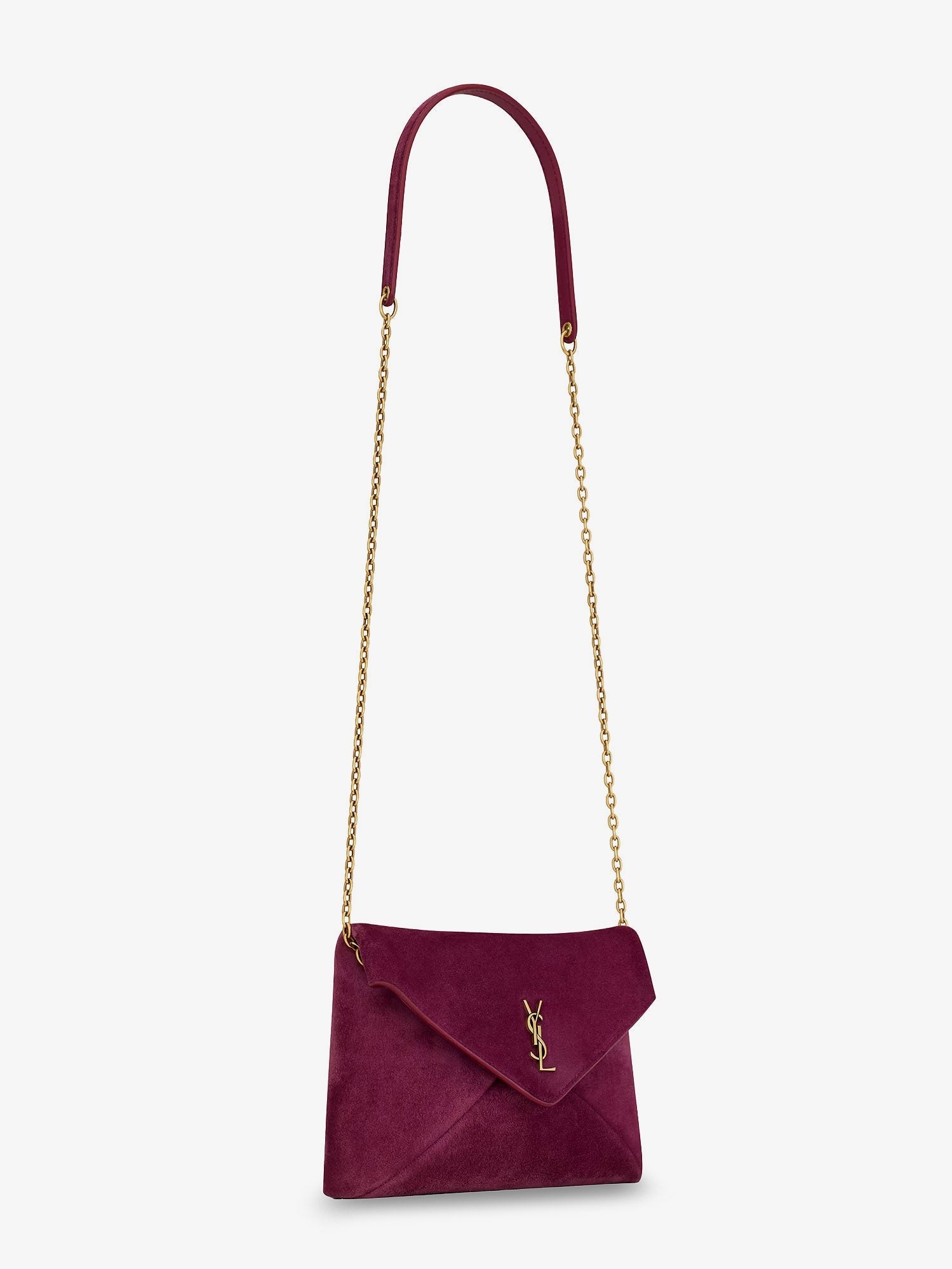 Saint Laurent - Suede crossbody with metal Cassandre logo