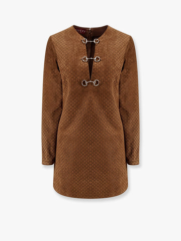 Suede short dress with all-over GG logo