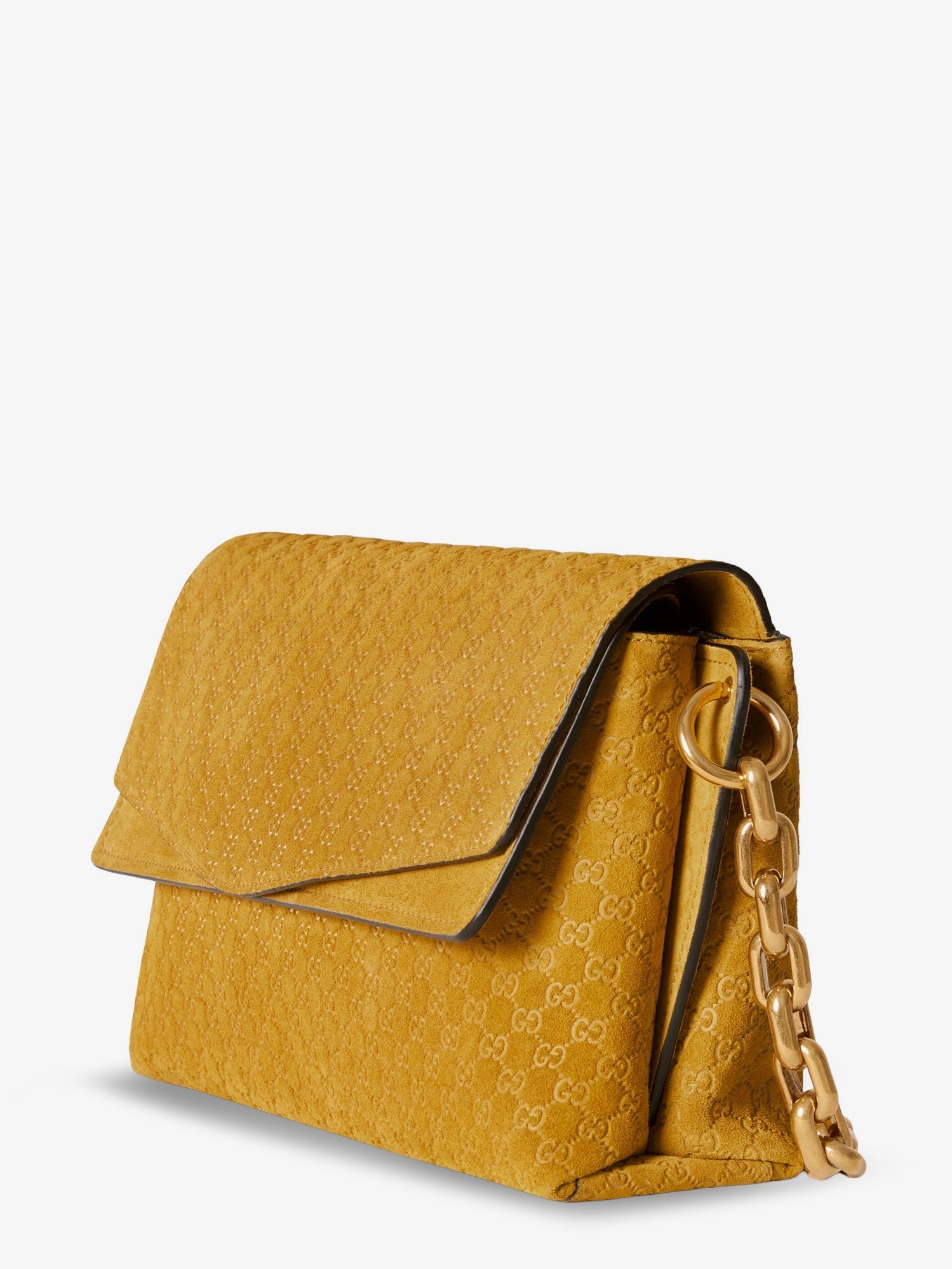 Suede shoulder bag with all-over GG motif