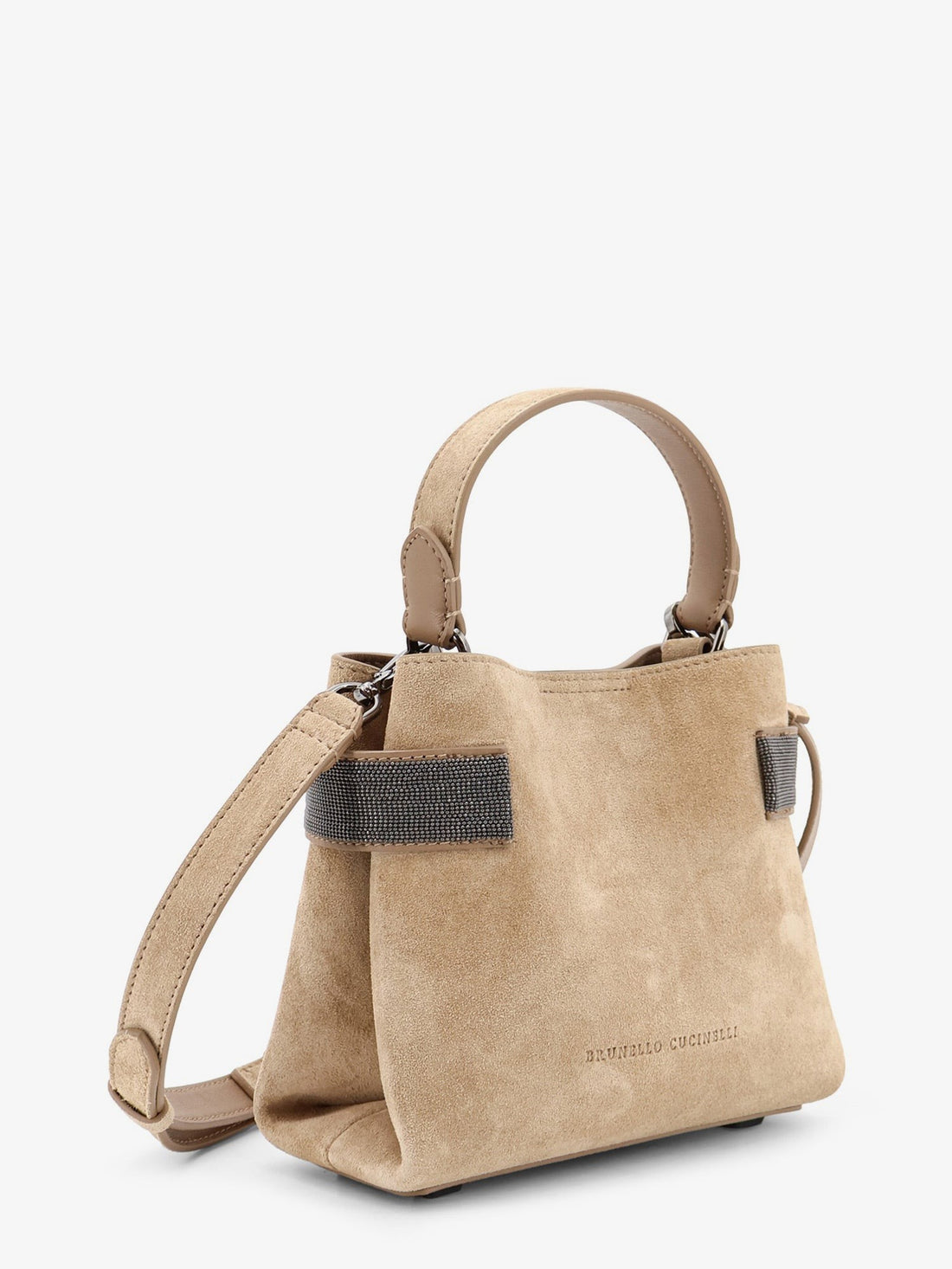 Brunello Cucinelli - Suede shoulder bag with Monili detail suede-shoulder-bag-with-monili-detail