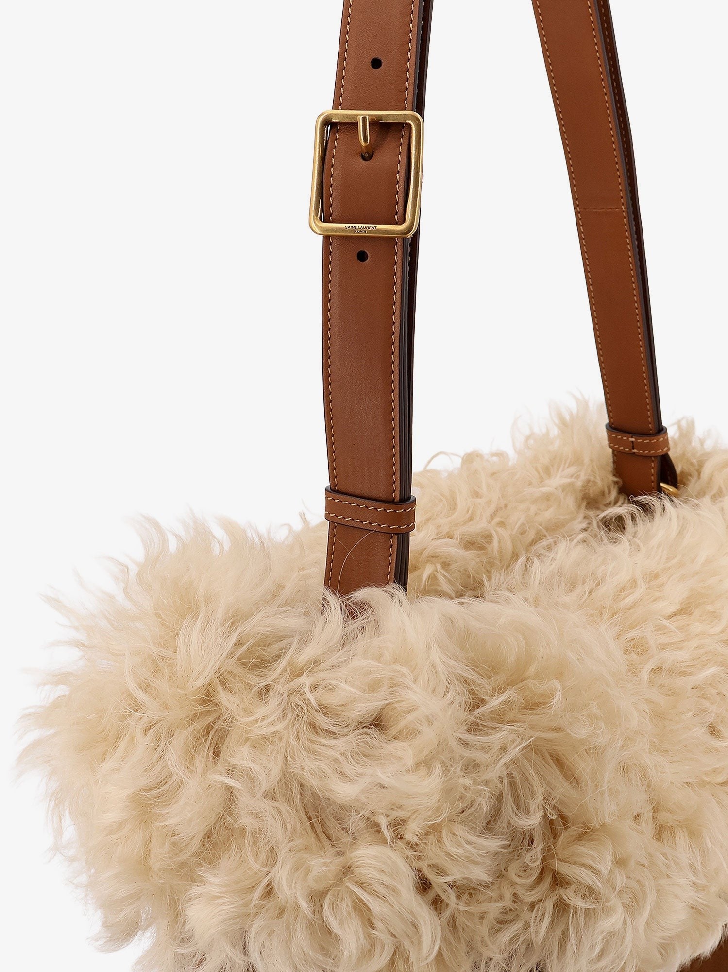 Saint Laurent - Suede shoulder bag with shearling profile